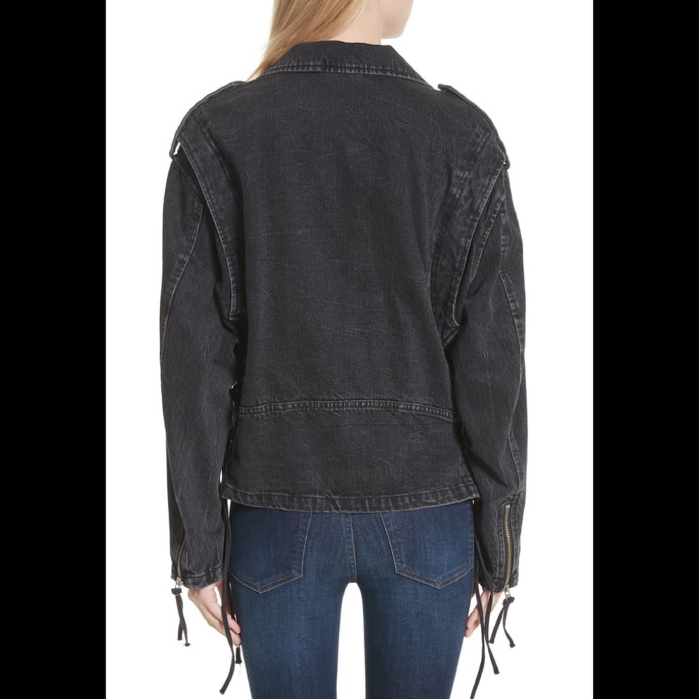 Free People Womens Fall Denim Motorcycle Jacket - Picture 4 of 5
